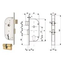 SERRATURA INFIL. CANCELLI 2 MAND. E SCR. SEP. + QUADRO CIL. SAG. 148