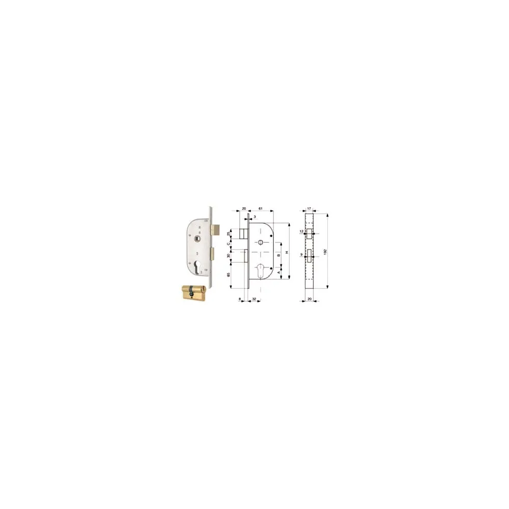 SERRATURA INFIL. CANCELLI 2 MAND. E SCR. SEP. + QUADRO CIL. SAG. 148