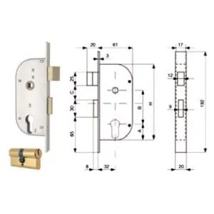 SERRATURA INFIL. CANCELLI 2 MAND. E SCR. SEP. + QUADRO CIL. SAG. 148