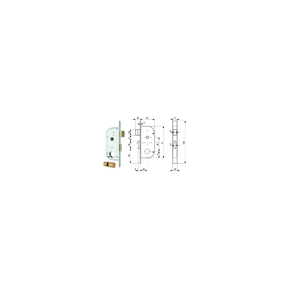 SERRATURA INFIL. CANCELLI 2 MAND. E SCR. SEP. + QUADRO CIL. TONDO 149