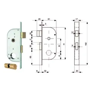SERRATURA INFIL. CANCELLI 2 MAND. E SCR. SEP. + QUADRO CIL. TONDO 149