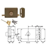 SERRATURA PER PORTE IN LEGNO APPL. C/POMOLO CILINDRO STACCATO 3 MAND.
