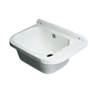 LAVABO A PARETE IN RESINA BIANCO CON SIFONE