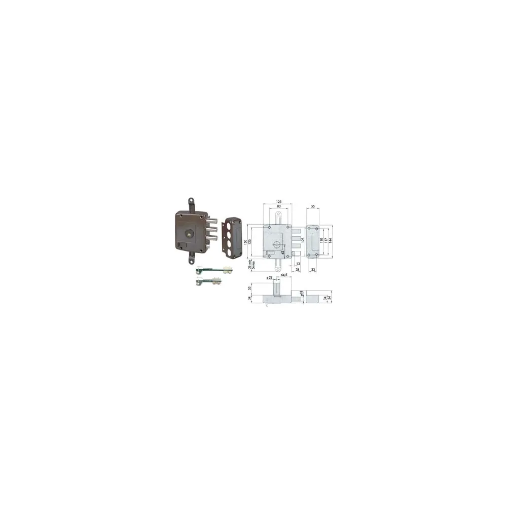 SERRATURA TRIPLICE APPLICARE C/SCROCCO DOPPIA MAPPA 57167 (EX 57165)