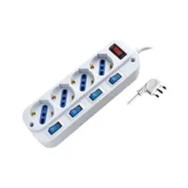 MULTIPRESA 4 POSTI CON SCHUKO CON INTERRUTTORE GENERALE + 4 BIPASSO