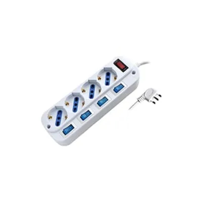MULTIPRESA 4 POSTI CON SCHUKO CON INTERRUTTORE GENERALE + 4 BIPASSO