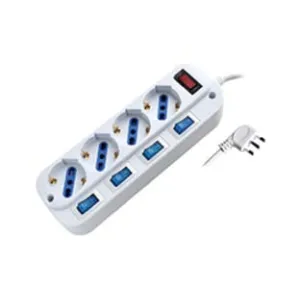 MULTIPRESA 4 POSTI CON SCHUKO CON INTERRUTTORE GENERALE + 4 BIPASSO