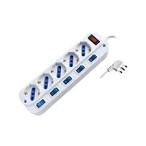 MULTIPRESA 5 POSTI CON SCHUKO CON INTERRUTTORE GENERALE + 5 BIPASSO