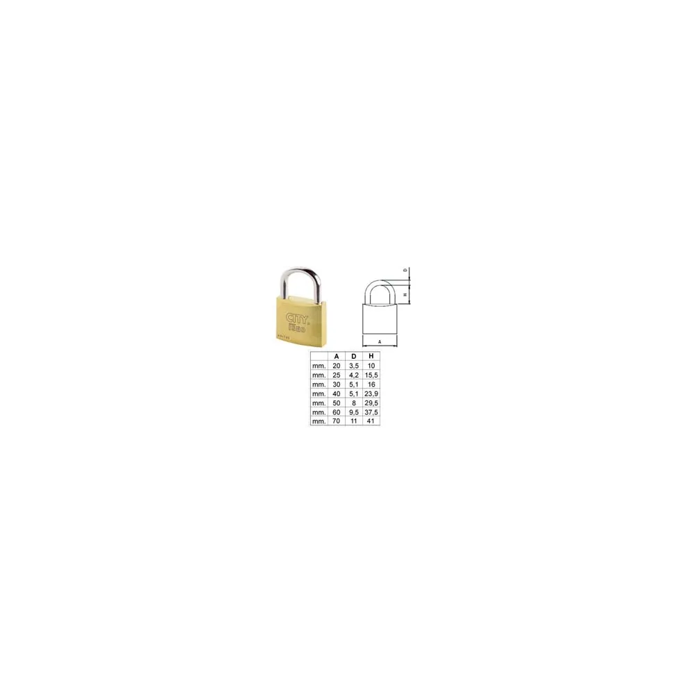 LUCCHETTO OTTONE ARCO NORMALE "ADITUS CITY" P700