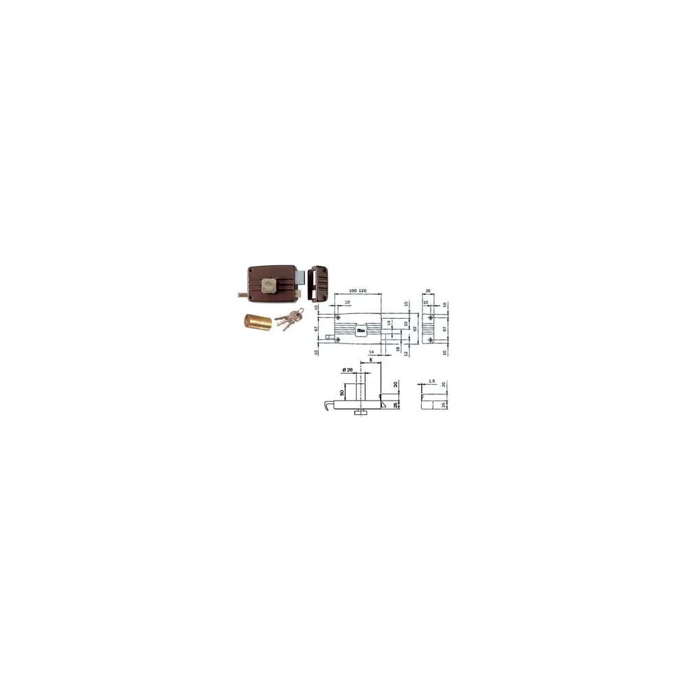 SERRATURA APPLICARE PORTE IN LEGNO POMOLO INTERNO CIL.FISSO 411/412