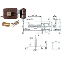 SERRATURA APPLICARE PORTE IN LEGNO POMOLO INTERNO CIL.FISSO 411/412