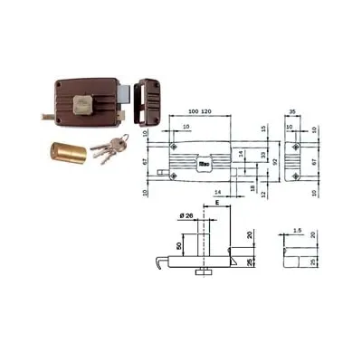 SERRATURA APPLICARE PORTE IN LEGNO POMOLO INTERNO CIL.FISSO 411/412