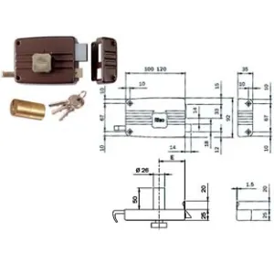 SERRATURA APPLICARE PORTE IN LEGNO POMOLO INTERNO CIL.FISSO 411/412