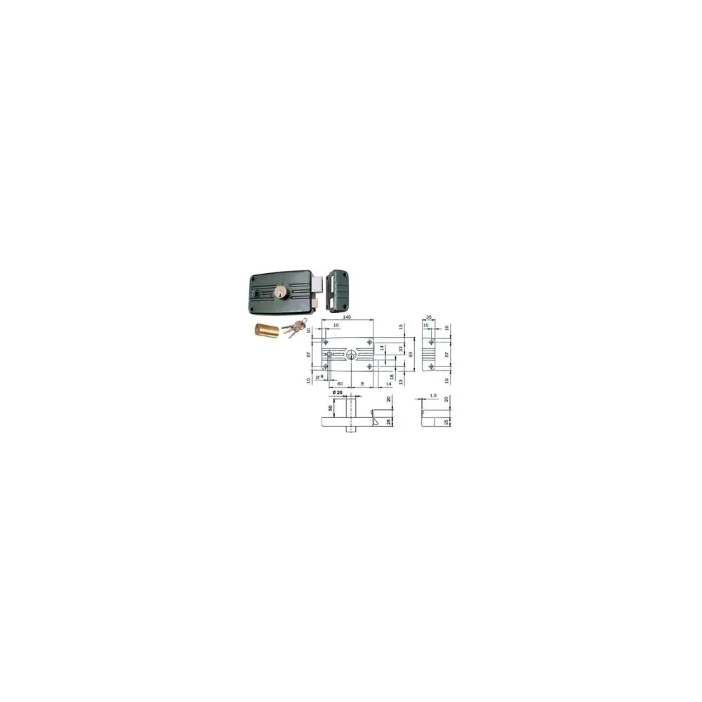 SERRATURA APPLICARE PORTE FERRO QUADRO CIL.FISSO C/ALETTA 481/482