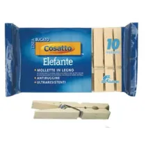 MOLLETTE ELEFANTE IN LEGNO NATURALE MOLLA ANTIRUGGINE CM.10 PZ.10
