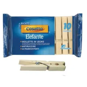 MOLLETTE ELEFANTE IN LEGNO NATURALE MOLLA ANTIRUGGINE CM.10 PZ.10