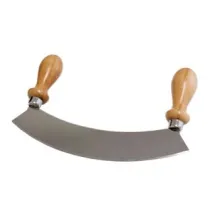MEZZALUNA IN ACCIO INOX CON MANICO IN LEGNO