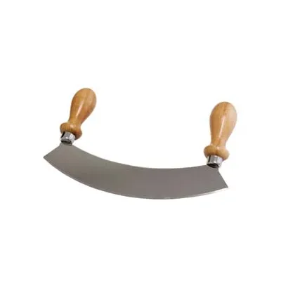 MEZZALUNA IN ACCIO INOX CON MANICO IN LEGNO
