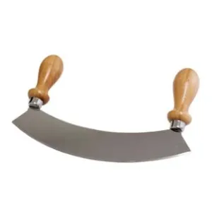 MEZZALUNA IN ACCIO INOX CON MANICO IN LEGNO