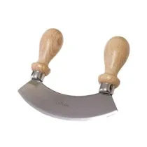 MEZZALUNA IN ACCIO INOX CON MANICO IN LEGNO