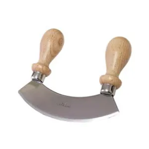 MEZZALUNA IN ACCIO INOX CON MANICO IN LEGNO