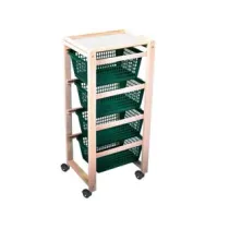 CARRELLO PORTATUTTO "ERCOLINO" IN LEGNO NATURALE CON RUOTE