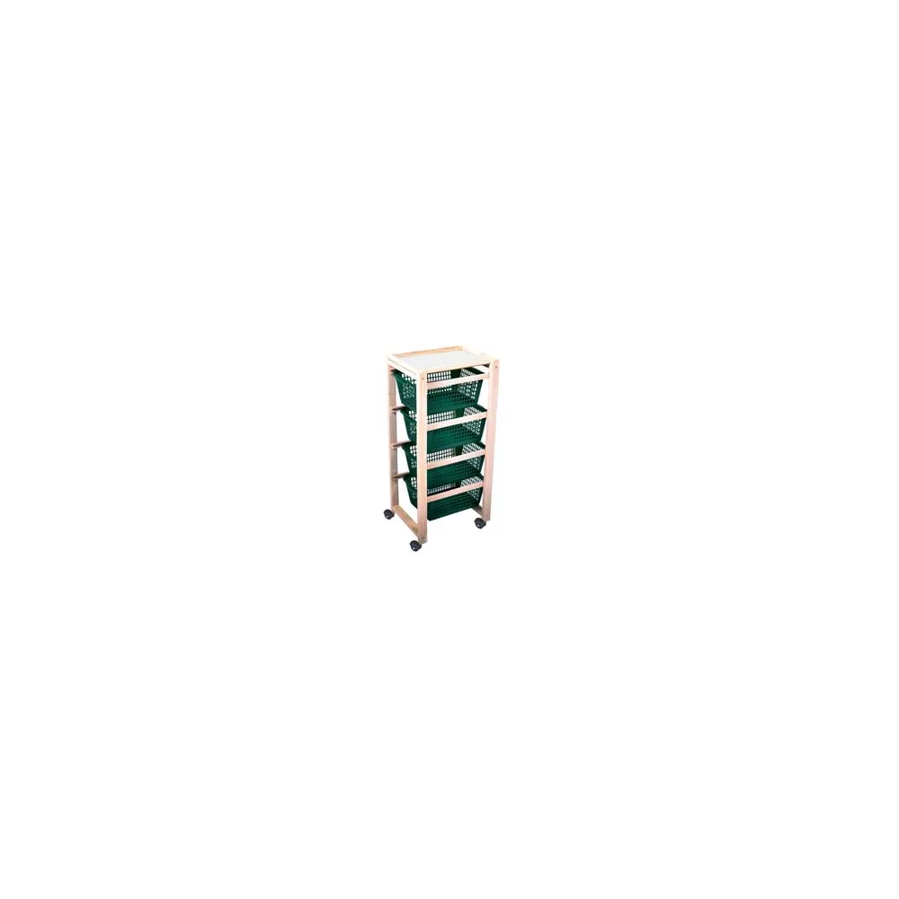 CARRELLO PORTATUTTO "ERCOLINO" IN LEGNO NATURALE CON RUOTE