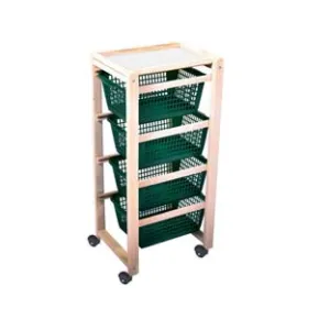 CARRELLO PORTATUTTO "ERCOLINO" IN LEGNO NATURALE CON RUOTE