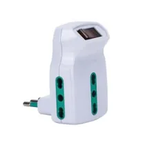 ADATTATORE TRIPLO SHUKO 2 POLI + TERRA 10A CON INTERRUTTORE