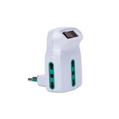 ADATTATORE TRIPLO SHUKO 2 POLI + TERRA 10A CON INTERRUTTORE