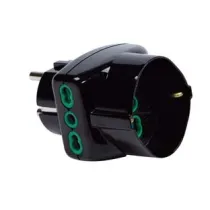 ADATTATORE TRIPLO 2 POLI + TERRA SCHUKO BIPASSO SPINA SCHUKO