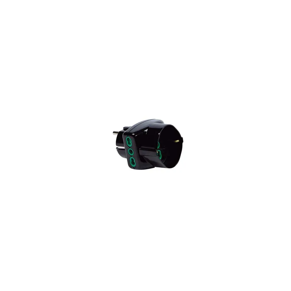 ADATTATORE TRIPLO 2 POLI + TERRA SCHUKO BIPASSO SPINA SCHUKO