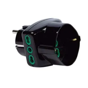 ADATTATORE TRIPLO 2 POLI + TERRA SCHUKO BIPASSO SPINA SCHUKO