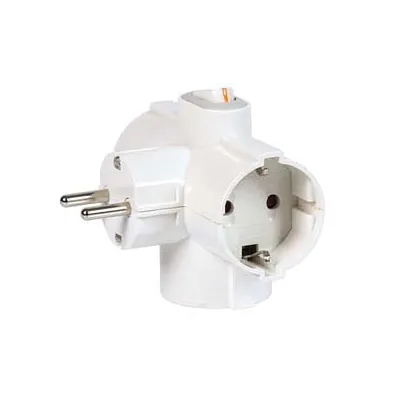 ADATTATORE TRIPLO SCHUKO 2 POLI + TERRA 16A CON INTERRUTTORE BIPOLARE