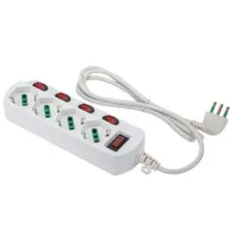MULTIPRESA 4 POSTI BIPASSO+1SCHUKO C/INTER.SU OGNI PRESA LINEA RETAIL