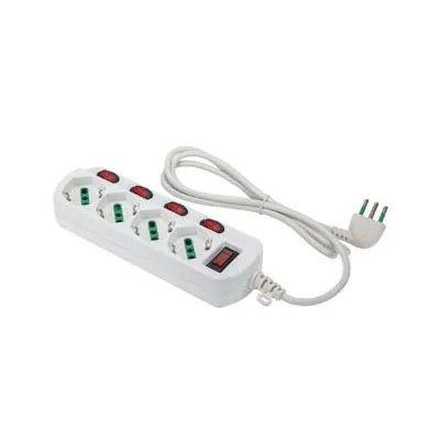 MULTIPRESA 4 POSTI BIPASSO+1SCHUKO C/INTER.SU OGNI PRESA LINEA RETAIL
