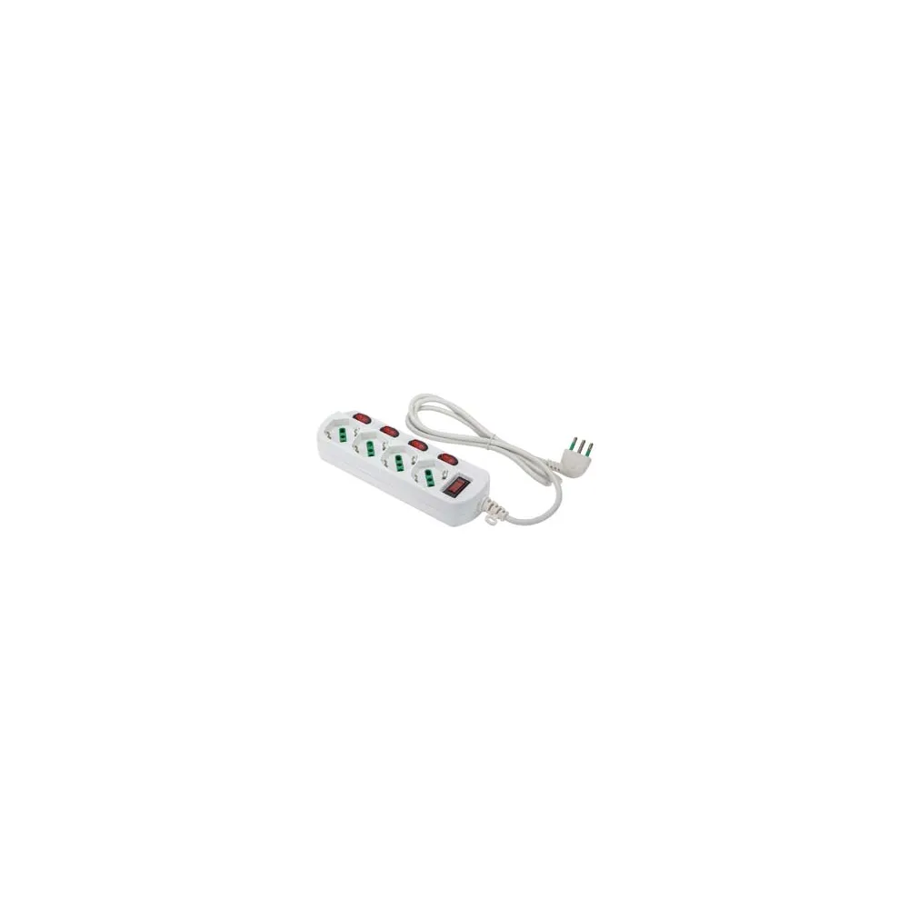 MULTIPRESA 4 POSTI BIPASSO+1SCHUKO C/INTER.SU OGNI PRESA LINEA RETAIL
