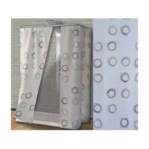 TENDA PER DOCCIA IN PEVA "CERCHI" FONDO BIANCO DECORI MARRONI