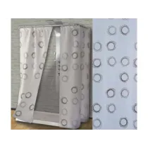 TENDA PER DOCCIA IN PEVA "CERCHI" FONDO BIANCO DECORI MARRONI