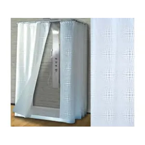 TENDA PER DOCCIA IN PEVA "SFERA" FONDO TRASPARENTE CON DECORI BIANCHI
