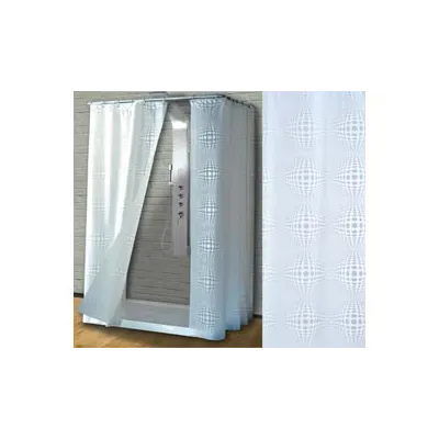 TENDA PER DOCCIA IN PEVA "SFERA" FONDO TRASPARENTE CON DECORI BIANCHI