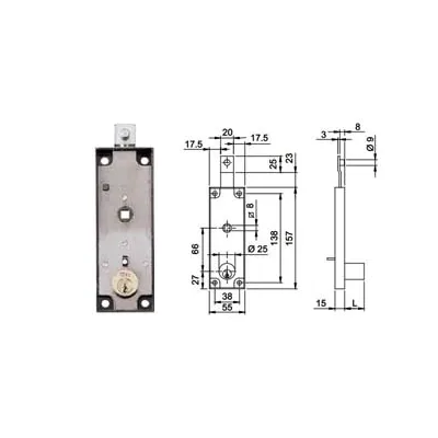 SERRATURA PER SERRANDE BASCULANTI CILNDRO FISSO QUADRO MANIGLIA 643