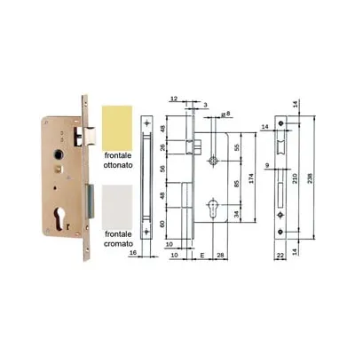 SERRATURA DA INFILARE PER PORTE IN LEGNO A CILINDRO 200N