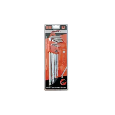 CHIAVI MASCHIO ESAGONALI BALL POINT TIPO LUNGO CROMO VANADIO SR. 9 PZ.