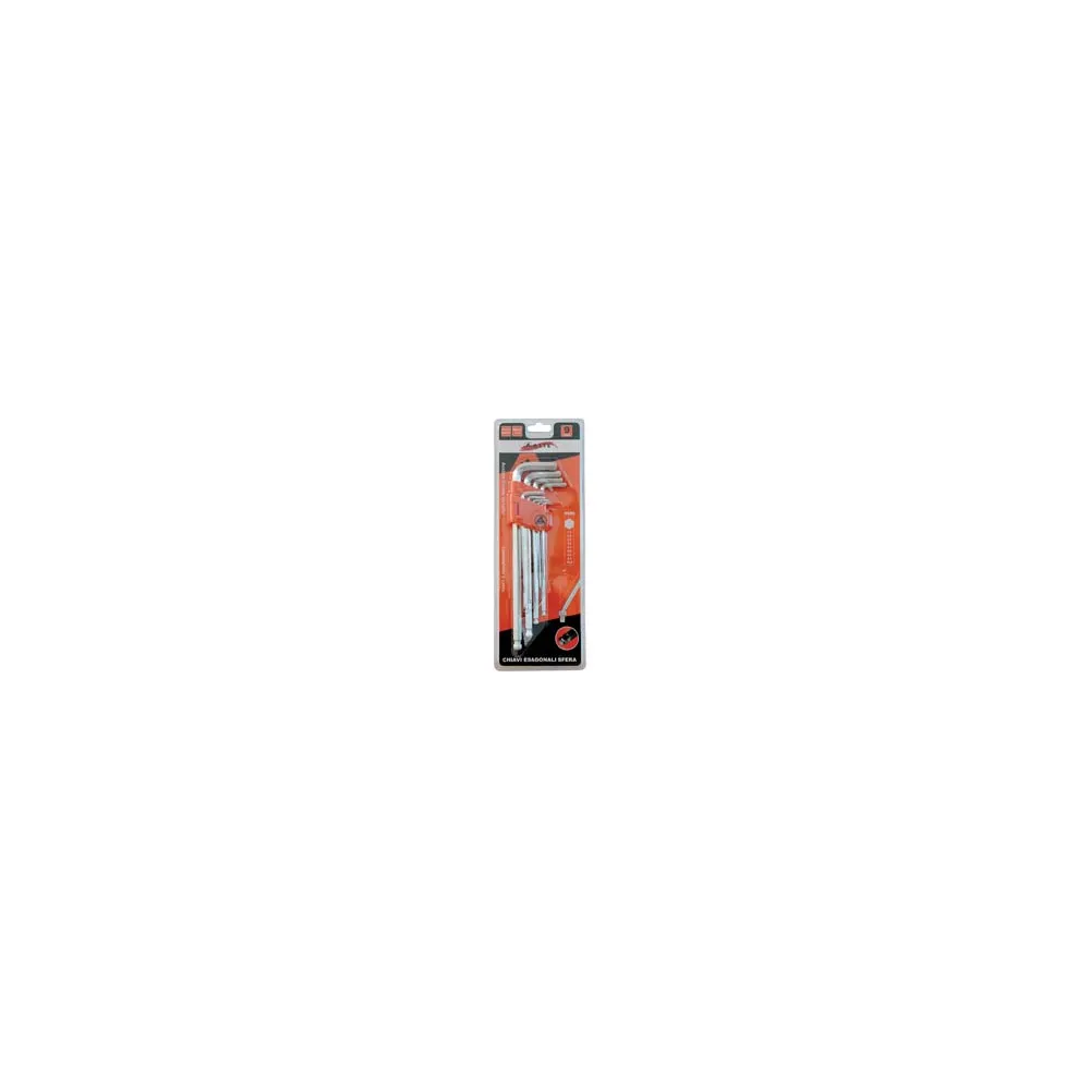 CHIAVI MASCHIO ESAGONALI BALL POINT TIPO LUNGO CROMO VANADIO SR. 9 PZ.