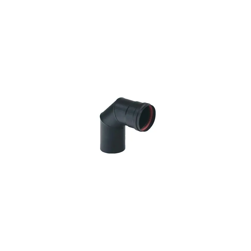 GOMITO A 90° PER STUFE A PELLET NERO OPACO "ALA PELLET AETERNUM"