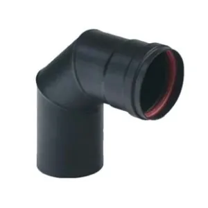 GOMITO A 90° PER STUFE A PELLET NERO OPACO "ALA PELLET AETERNUM"