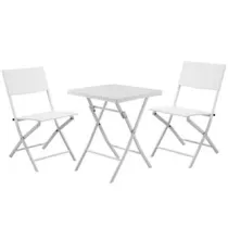 SET GIARDINO "FOLD WHITE" IN RATTAN SINTETICO PP TRE PEZZI