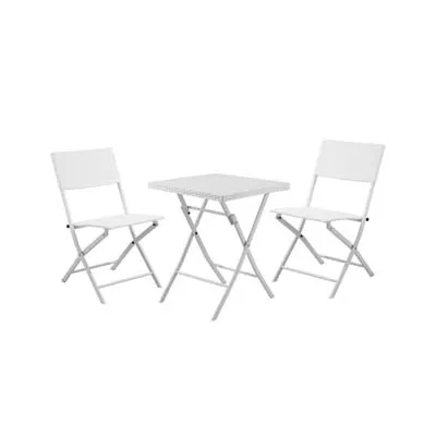 SET GIARDINO "FOLD WHITE" IN RATTAN SINTETICO PP TRE PEZZI