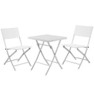 SET GIARDINO "FOLD WHITE" IN RATTAN SINTETICO PP TRE PEZZI